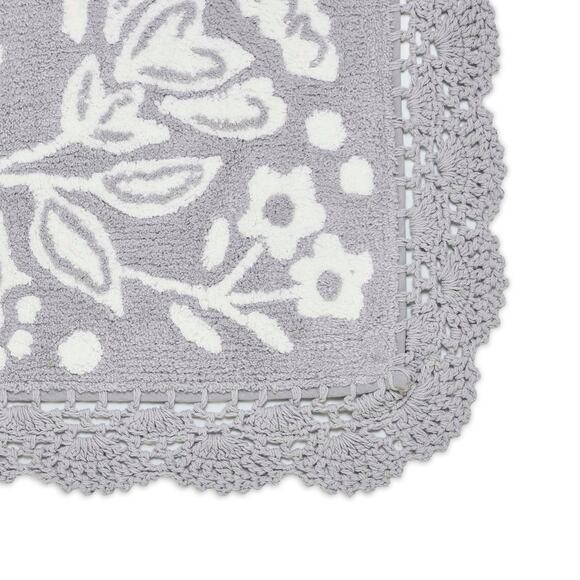The Pioneer Woman Mazie Two-Color Floral Crochet Soft Silver Cotton Rug NWT - Picture 6 of 6